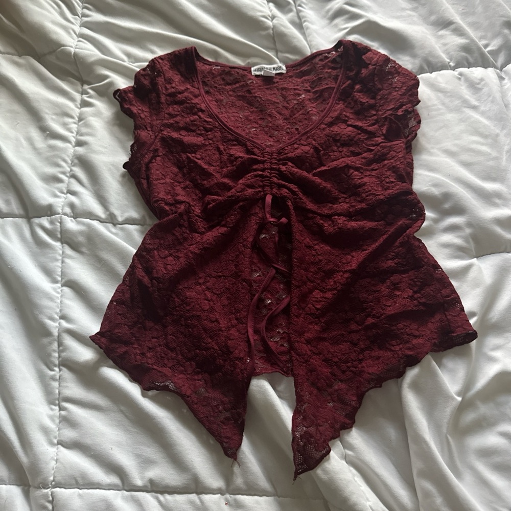 Elegant Burgundy Lace Blouse
